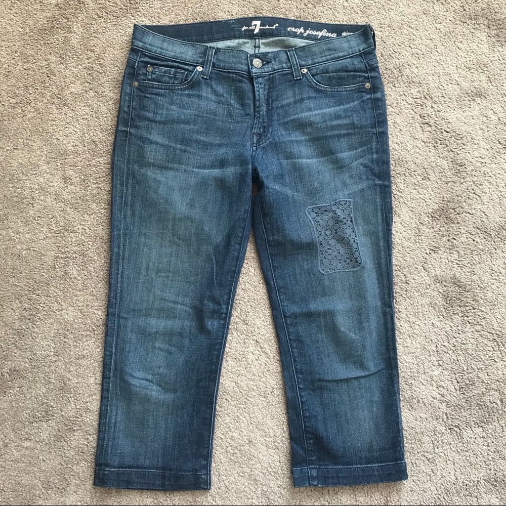 7 For All Mankind Size 27 Crop Ankle Josefina Skinny Boyfriend Denim Jeans